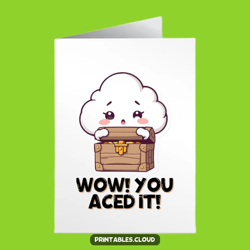 Free Printable Cloud Congrats Card: Surprise Treasure Opening for Your Success