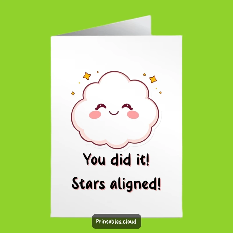Free Printable Congrats Card: Giggling Cloud Showers You With Star-ry Success!