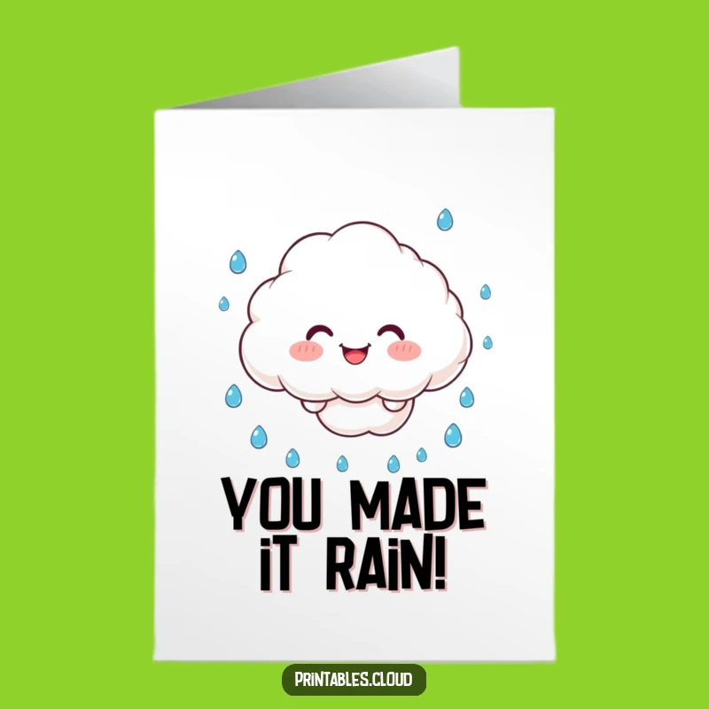 Free Printable Congrats Card: Cloud Juggles Raindrops
