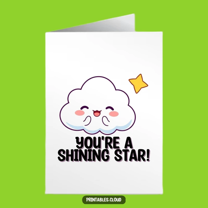 Free Printable Cloud Congrats Card: Starry Cheer, Print at Home