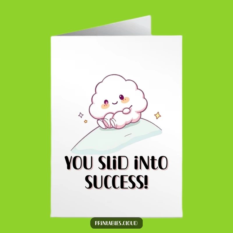 Free Printable Congrats Card: Sliding Cloud - Woohoo! Downloadable Cheerful Gift