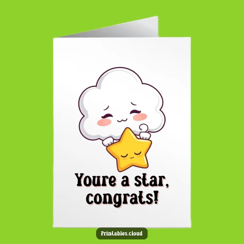 Free Printable Congrats Card: Teasing Star Cloud Funny Downloadable Gift