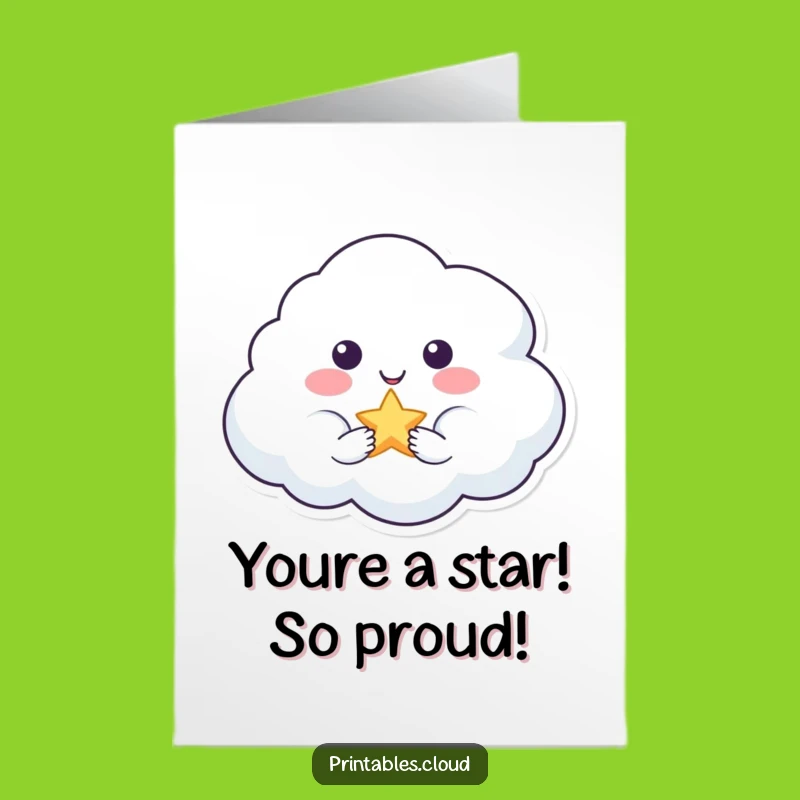 Cloud and Star Free Printable Congrats Card - Sparkling Downloadable Celebration!
