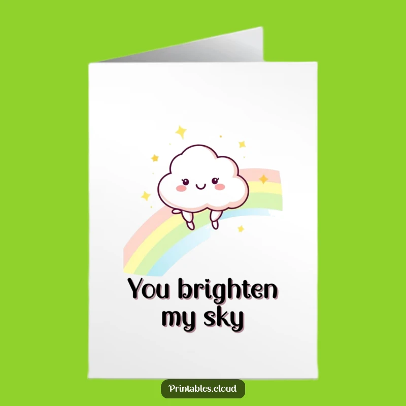 Free Printable Cloud Thank You Card: Rainbow Gratitude, Print at Home