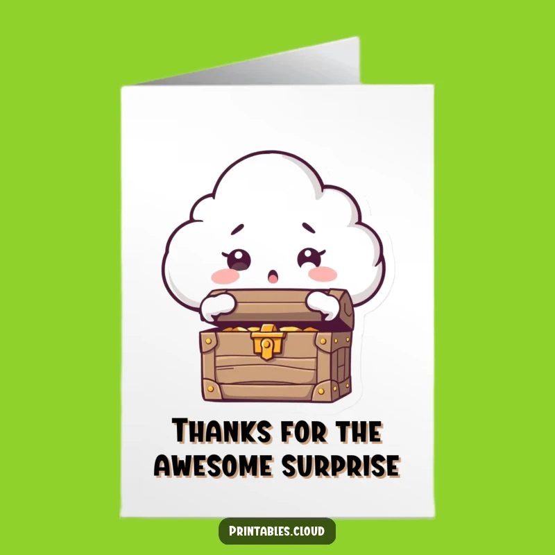 Free Printable Cloud Thank You Card: Surprise Treasure Gratitude Downloadable Greeting
