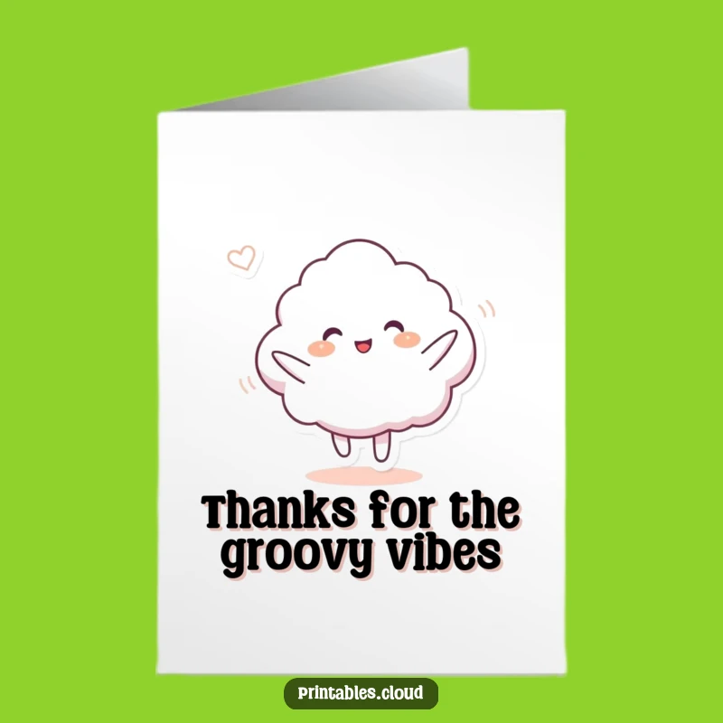 Free Printable Thank You Card: Dancing Cloud Funny Downloadable Gift