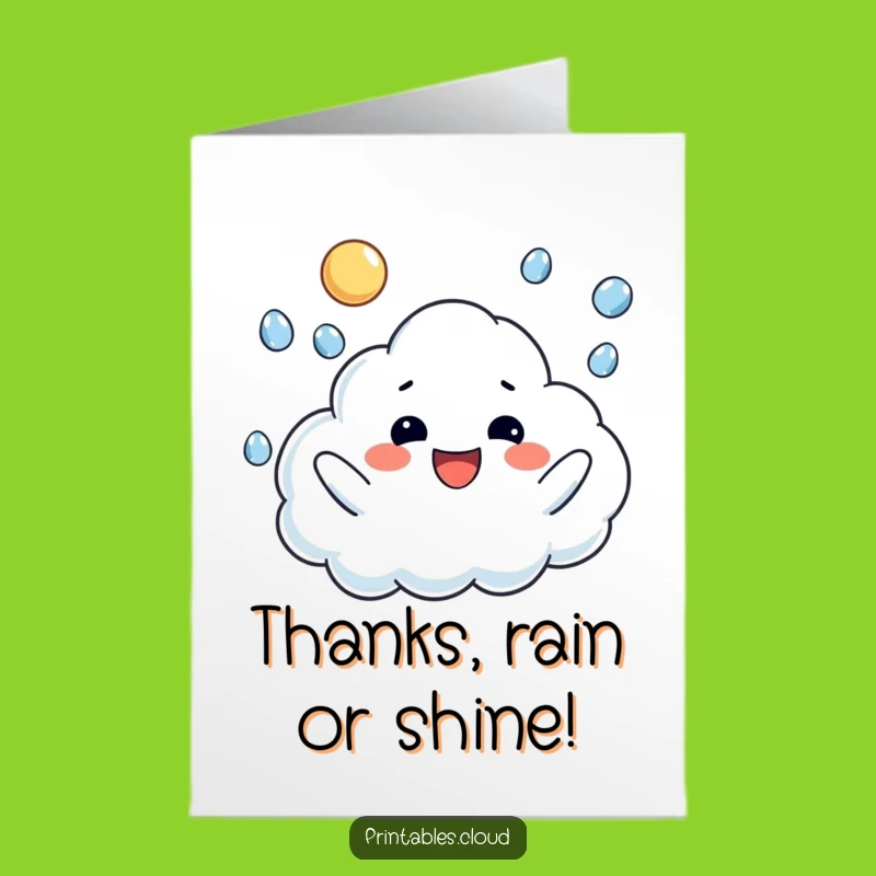 Free Printable Thank You Card: Raindrop Juggling Cloud, Thanks Galore!