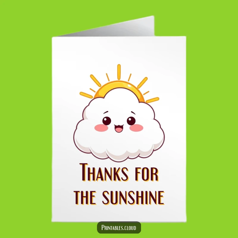 Free Printable Thank You Card: Sunshine Cloud Funny Downloadable Gift