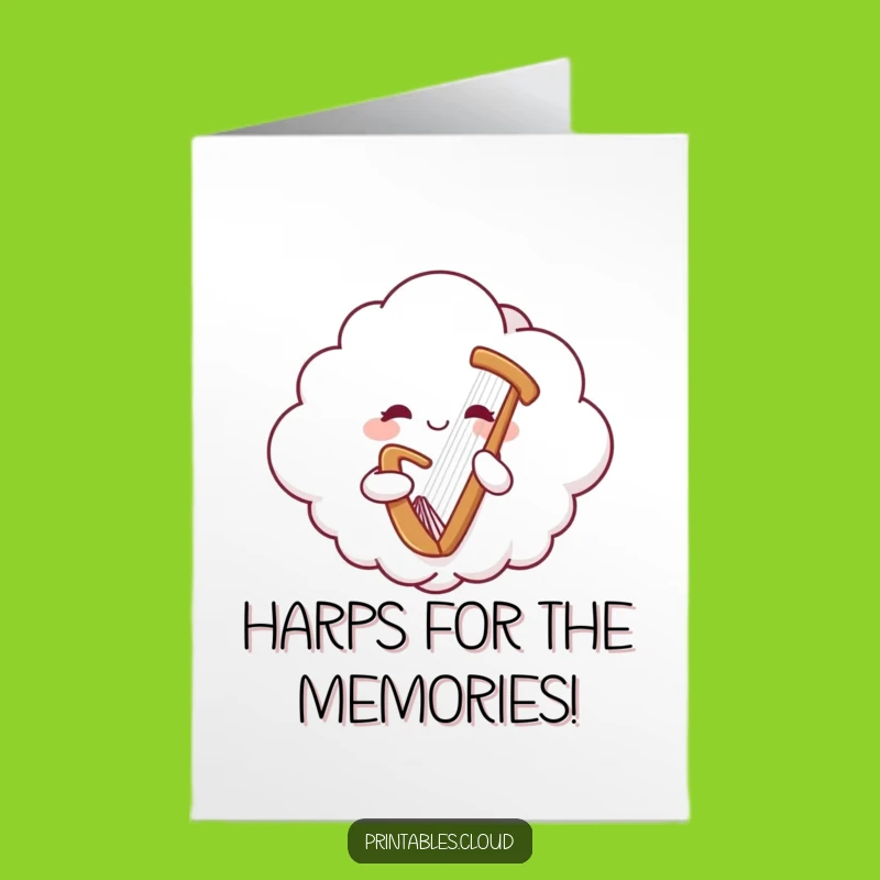 Free Printable Thank You Card: Harp Cloud Funny Downloadable Gift