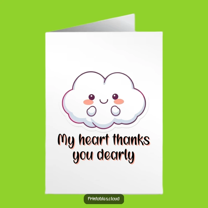 Free Printable Thank You Card: Heart Cloud Love Funny Downloadable Gift