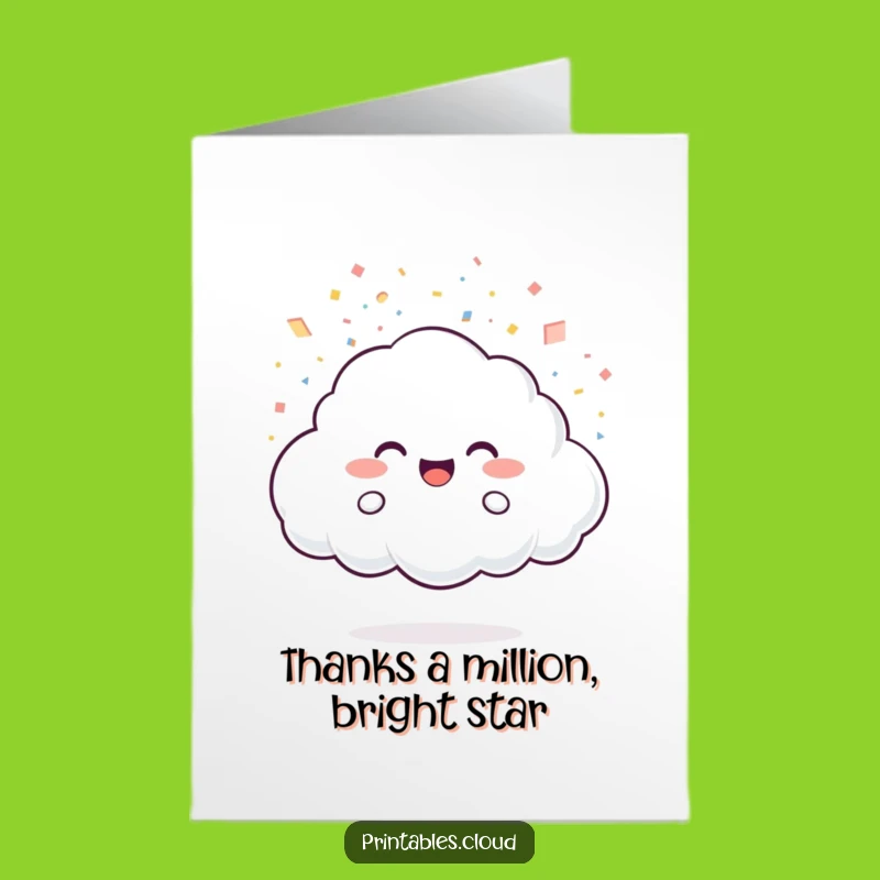 Free Printable Thank You Card: Confetti Cloud Thanks Funny Downloadable Gift for Gratefulness