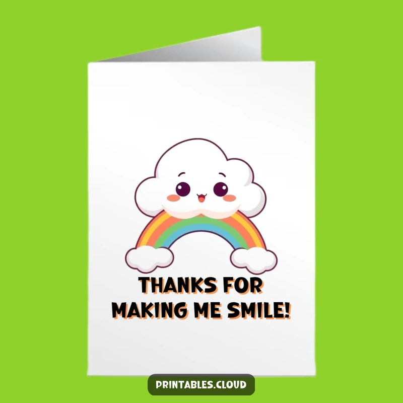 Free Printable Thank You Card: Surprised Cloud Rainbow Thanks, Downloadable Gratitude