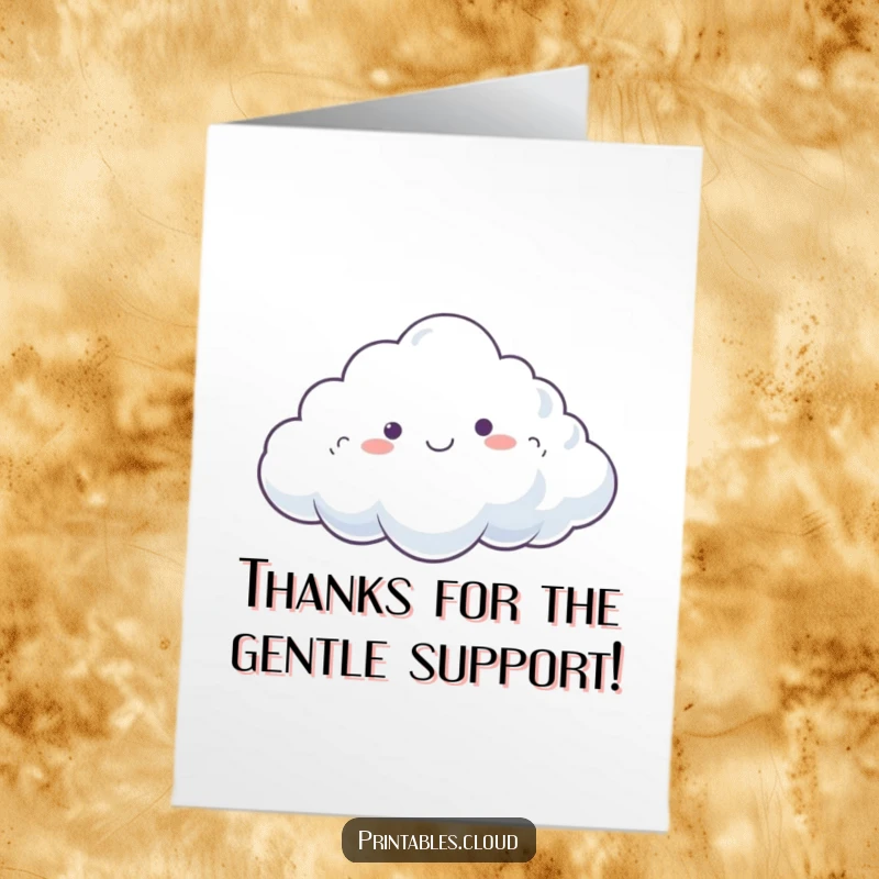 Funny Free Printable Thank You Card: A dreamy cloud drifting gently on a breeze, expressing heartfelt thanks.