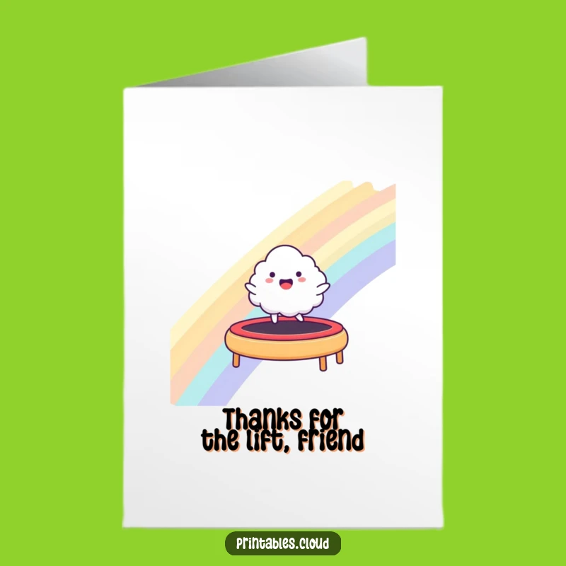 Happy Cloud Trampoline Free Printable Thank You Card - Fun Downloadable Gratitude!