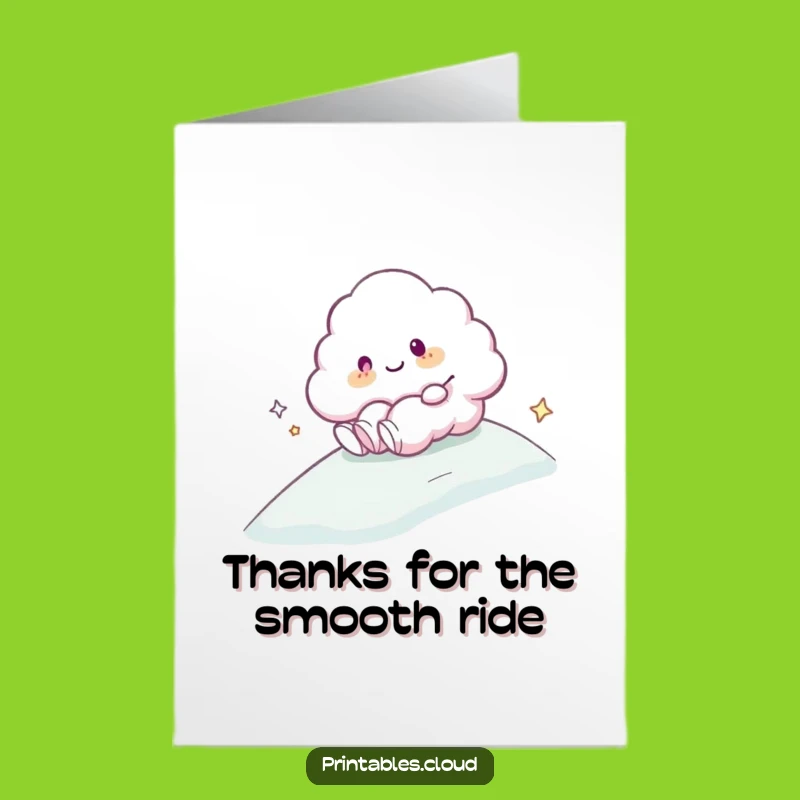Free Printable Thank You Card: Sliding Cloud - Thanks! Downloadable Fun Gift