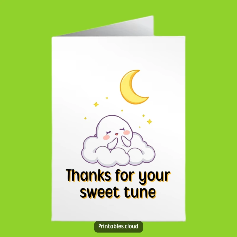 Free Printable Thank You Card: Cloud Lullaby to Moon Funny Gift