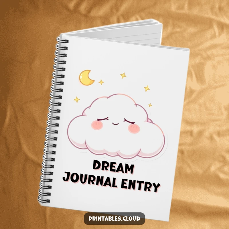 Funny Notebook: Cute cloud character sleeping soundly with a gentle smile, perfect for capturing dreams and peaceful thoughts.