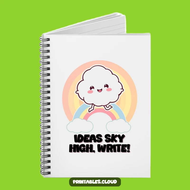 Funny Cloud Notebook - Bouncing Rainbow Character Journal Gift for Creative Ideas