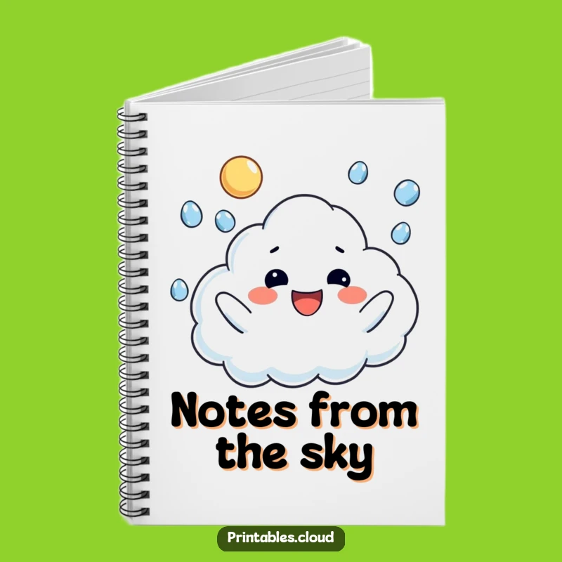 Funny Raindrop Juggling Cloud Notebook: Jot Down Ideas with Playful Puddles of Wit