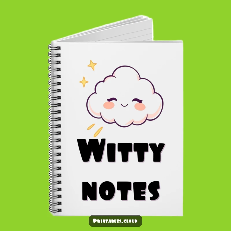 Funny Winking Cloud Notebook: Cheeky Character, Glitter Pages, Gift for Writers