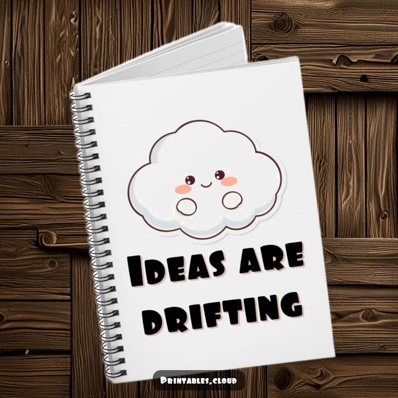Funny Cloud Notebook featuring a lazy, smiling cloud character, inspiring creative writing and note-taking with a dose of gentle humor.