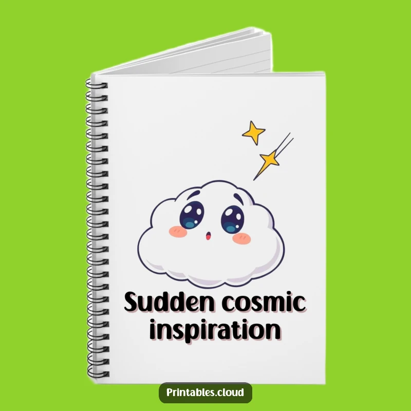 Surprised Cloud Notebook - Jot Down Funny Thoughts With Celestial Flair