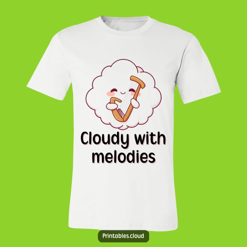 Funny Cloud Harp T-Shirt: Cheerful Celestial Music Tee for Joyful Souls