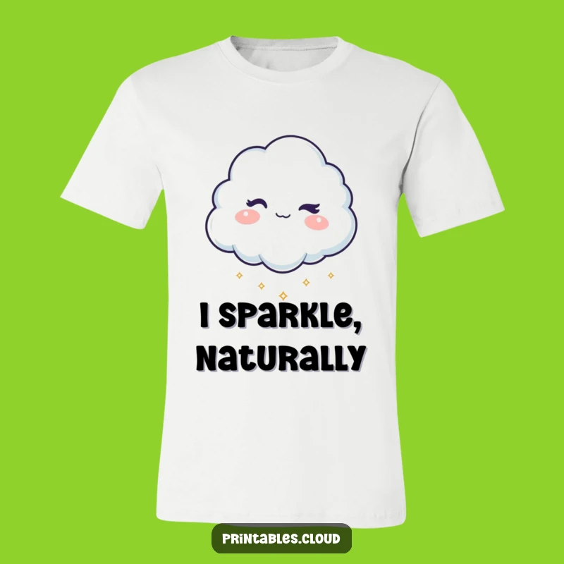 Funny Mischievous Cloud T-Shirt: Dropping Sparkles with a Wink, Ideal Funny Gift