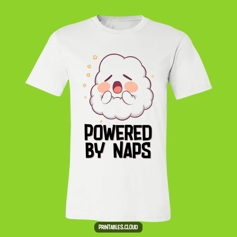 Funny Sleepy Cloud T-Shirt: Cute Yawning Character with Glowing Dust, Hilarious Gift