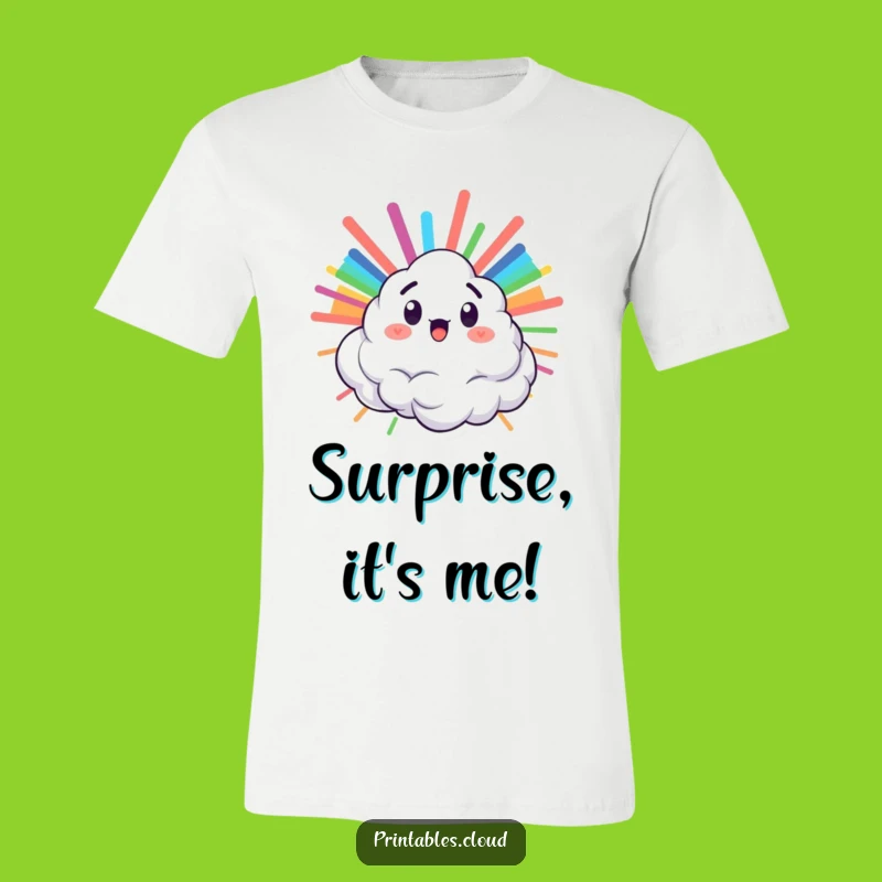 Funny Surprised Cloud Rainbow T-Shirt - Hilarious Colorful Expression Tee