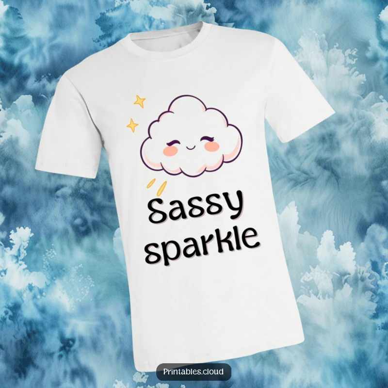 Funny T-Shirt: A cloud character playfully winks, with a shiny trail of glitter following, a humorous and stylish design.