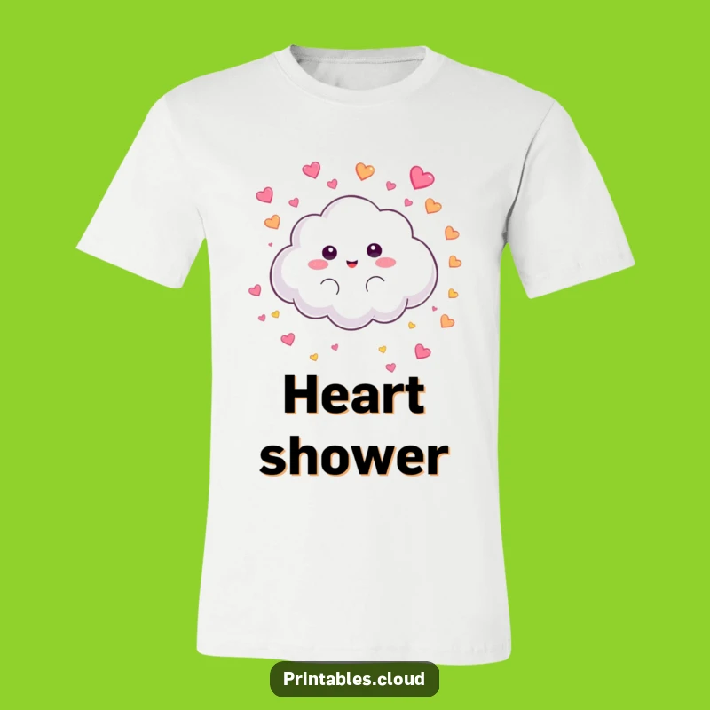 Funny Heart Rain Cloud T-Shirt: Fluffy Character, Heart Shower, Cute Gift