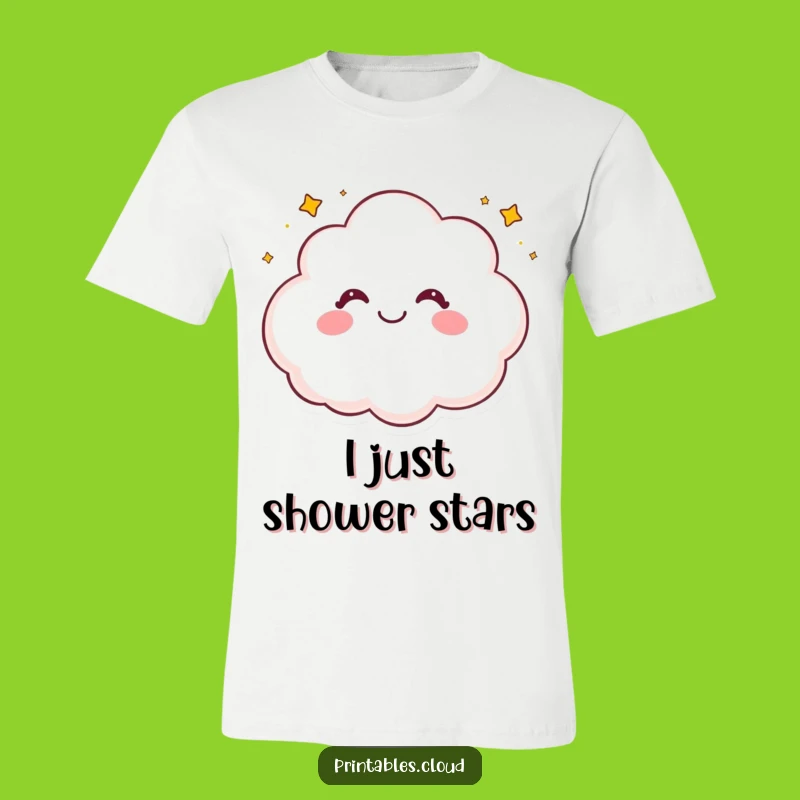 Funny Happy Cloud T-Shirt: Giggling Star Sprinkle Tee for Comfy Fun