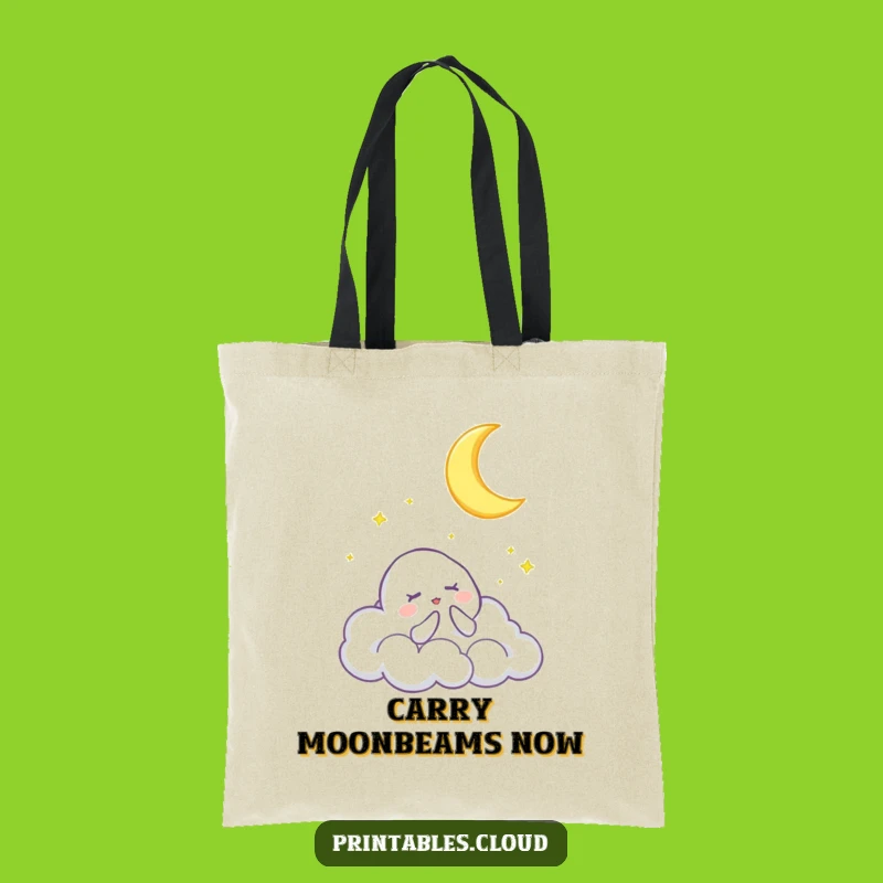 Funny Dreamer's Tote Bag - Cloud Lullaby Moon Design, Humorous Gift for Night Owls
