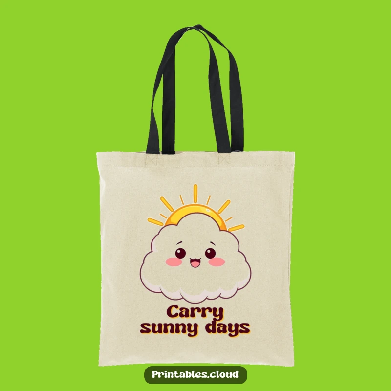 Funny Sunshine Tote Bag - Warm Ray Cloud Design, Humorous Gift for Optimists