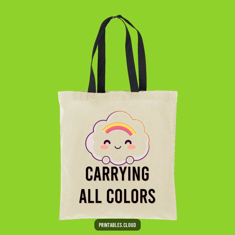 Funny Rainbow Cloud Tote Bag: Smiling Cloud, Carry Hope & Color, Gift