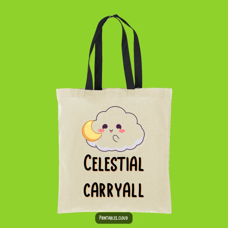 Funny Cloud Moon Catch Tote Bag: Carry Your Whimsy, Ideal Funny Gig Bag