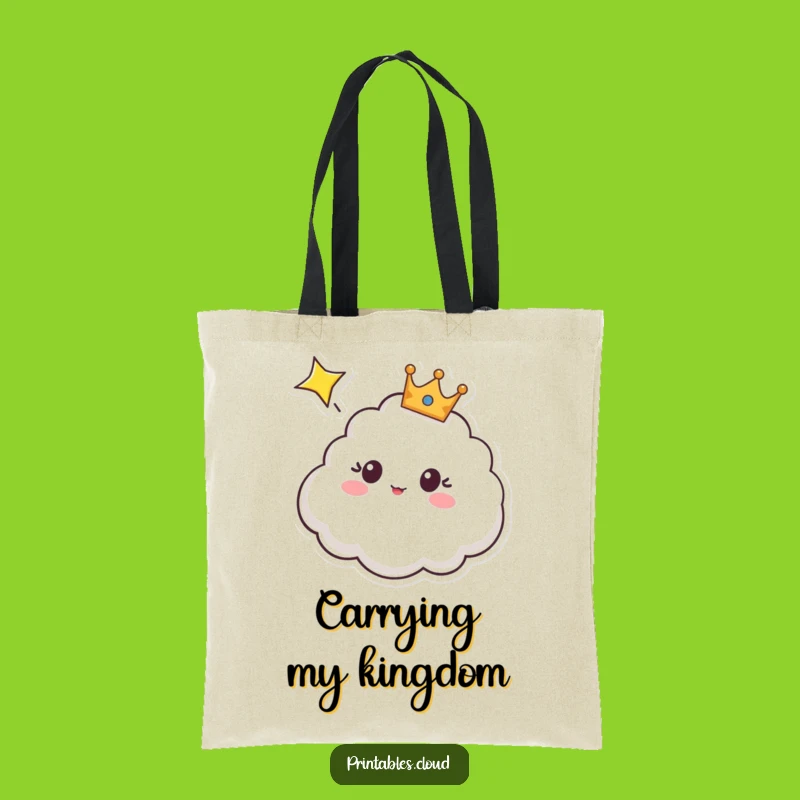 Funny Cloud Crown Tote Bag: Surprised by a Shooting Star, Chic Funny Gift Accessory