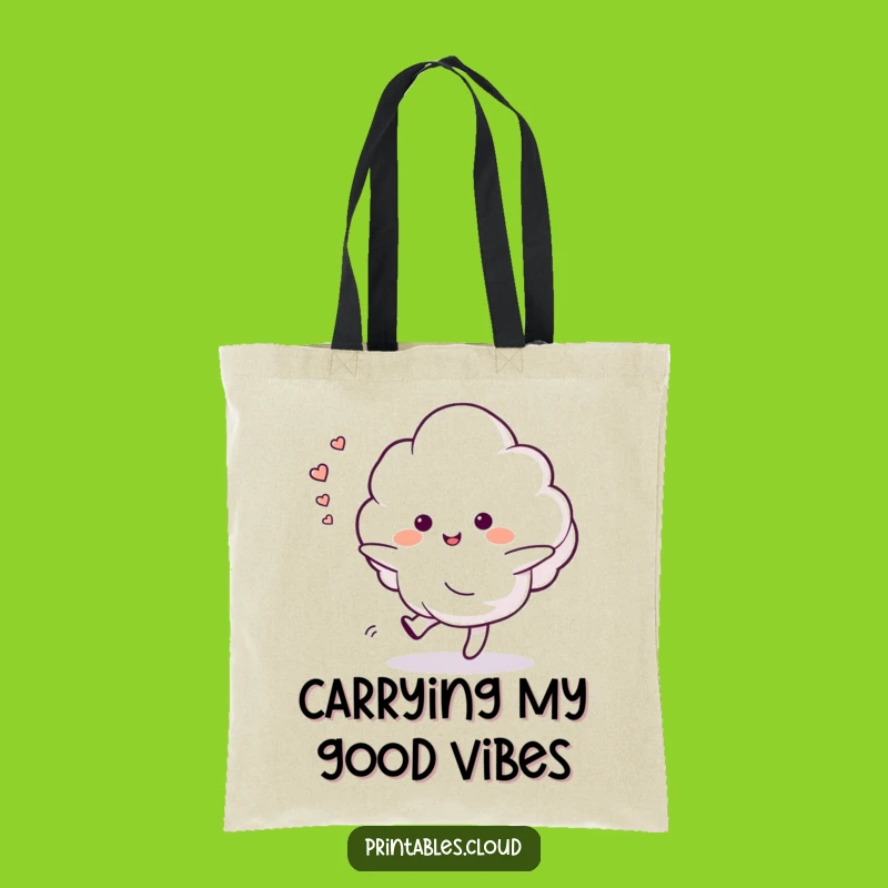 Funny Dancing Cloud Tote Bag: Happy Sighs Trail, Carry Calmness, Gift