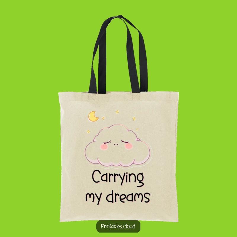 Funny Dreaming Cloud Tote Bag - Sleepy Character Accessory Gift