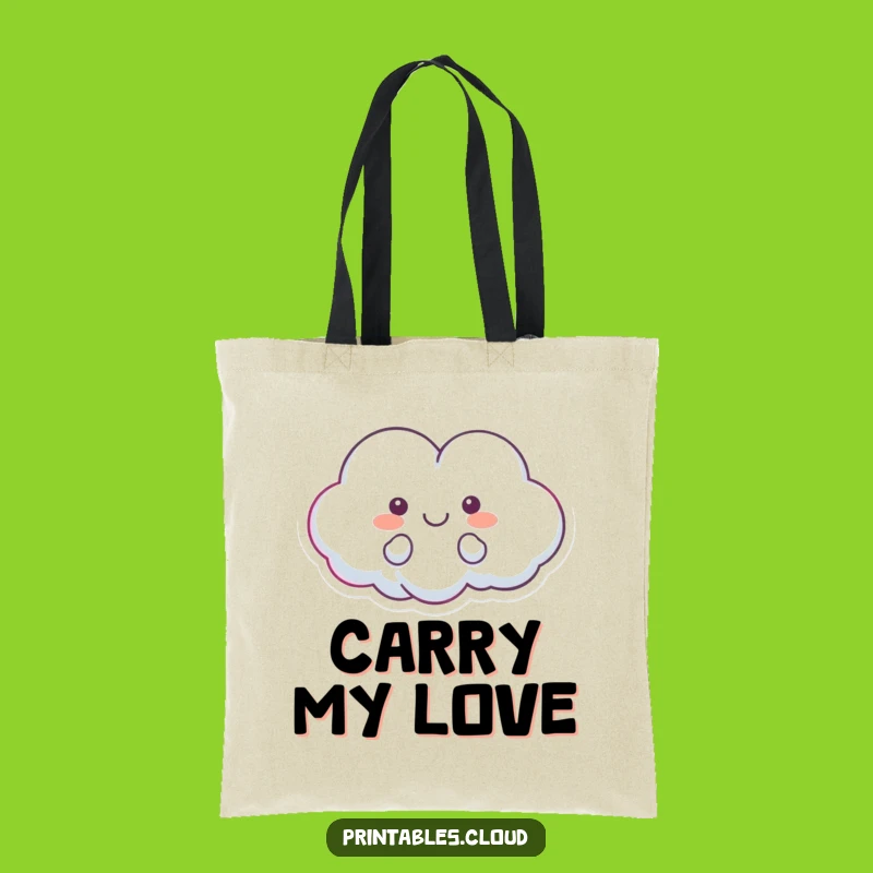 Funny Love Tote Bag - Happy Heart Cloud Design, Humorous Gift for Sweethearts