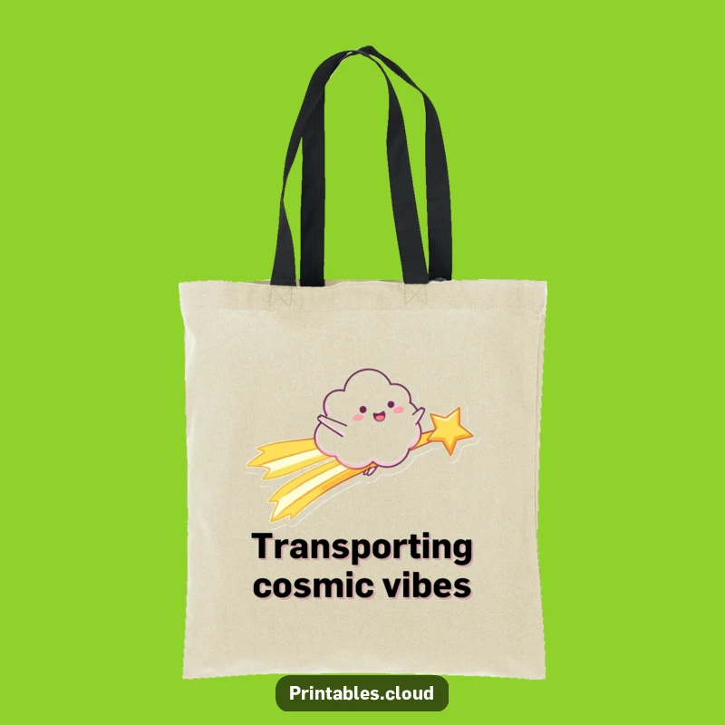 Funny Shooting Star Cloud Tote Bag: Carry Your Cosmic Joy