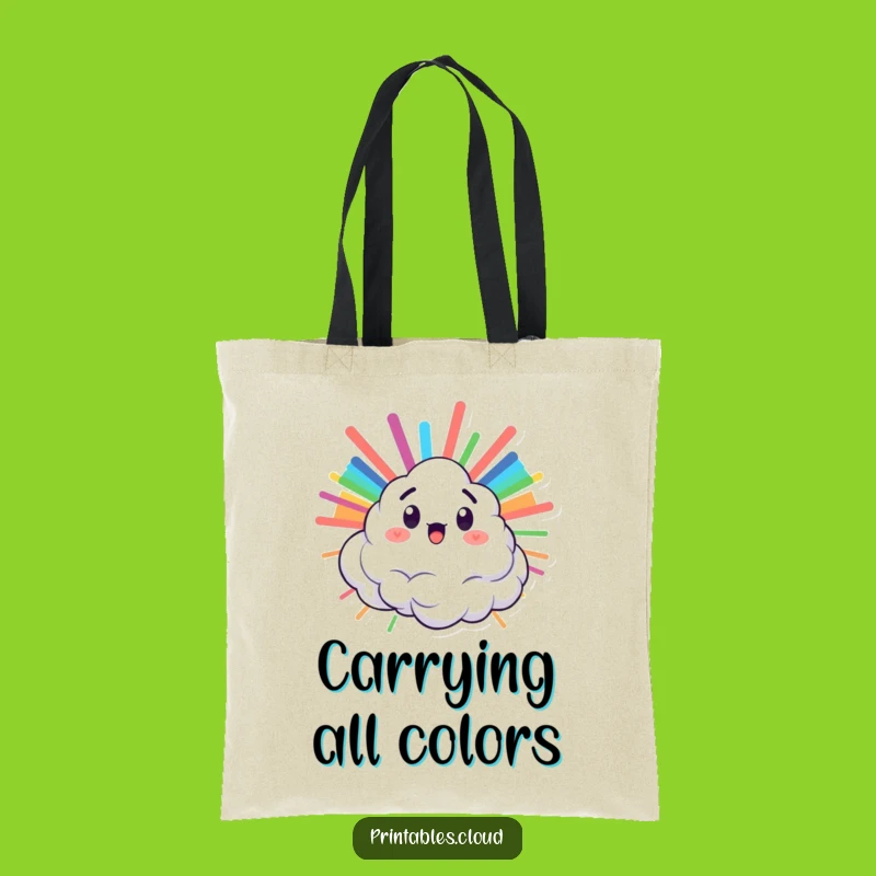 Funny Surprised Cloud Rainbow Tote Bag - Carry Your Colors