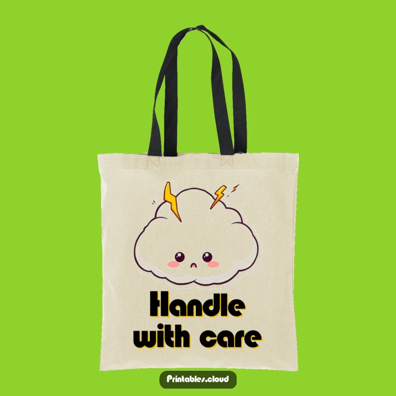 Funny Surprised Cloud Tote Bag: Carry Your Essentials with Shocking Style and Humor