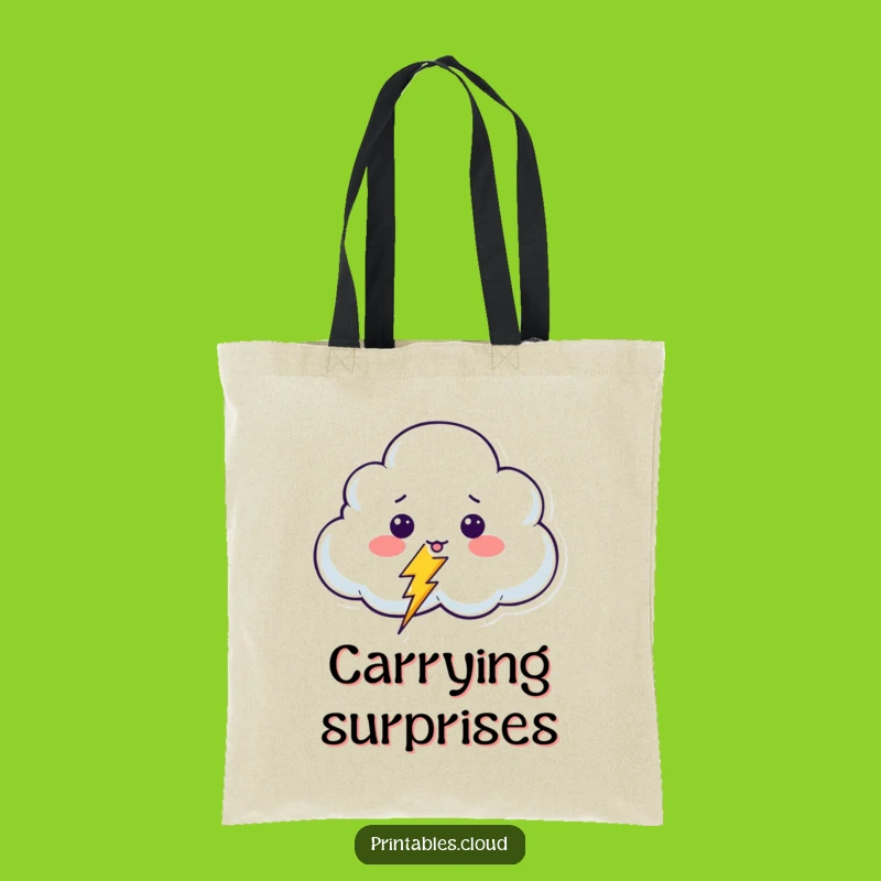 Funny Surprised Cloud Tote Bag: Carry Your Laughs with Style