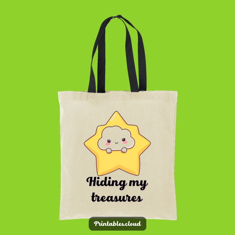 Funny Shy Cloud Tote Bag - Cute Peeking Celestial Carry-All Gift